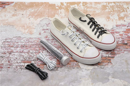 7MM Shoe Accessory Silk Screen Printing Belt Flat Canvas Strings Boots White Black 350 700 ShoeLaces