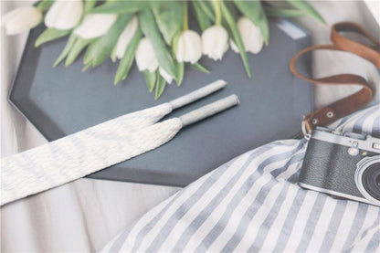 8MM Marble Pattern Heat Transfer Printing Shoelaces Grey White Flat Canvas Shoe Cords Men Women