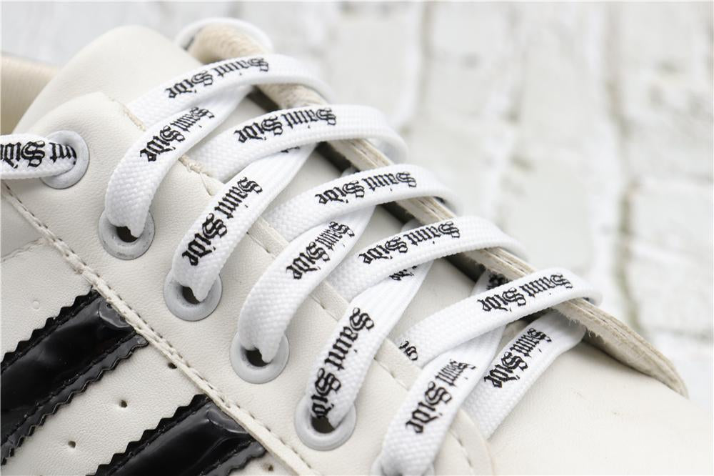 7MM Saint Side White Black Letter Flat Type Waist Laces Men Women Sneaker Ropes Boots Canvas Casual