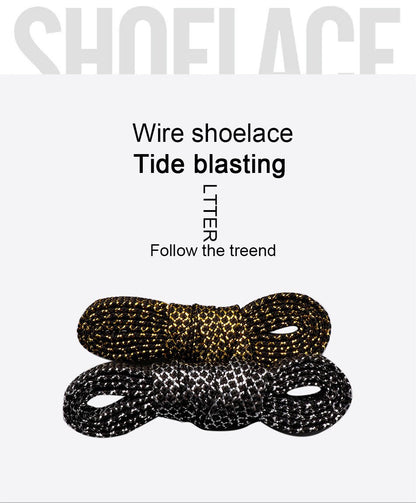 8MM A Pair Shoe Accessories Cheaper Metallic Yarn Shining Shoelaces Rough Texture For Business Men