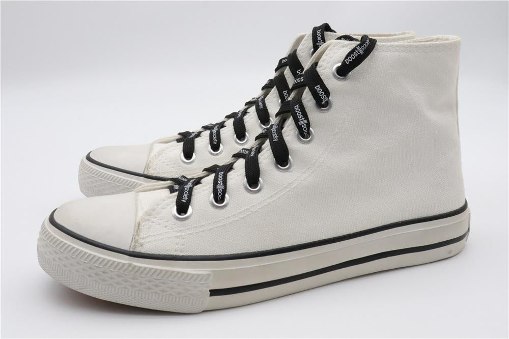 7MM  "boos society" Letter Silk Printing White Black Shoelaces изи буст кроссовки Flat Ropes Easy