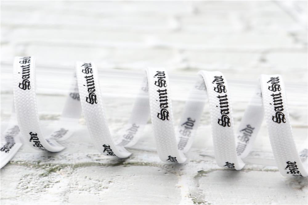 7MM Saint Side White Black Letter Flat Type Waist Laces Men Women Sneaker Ropes Boots Canvas Casual