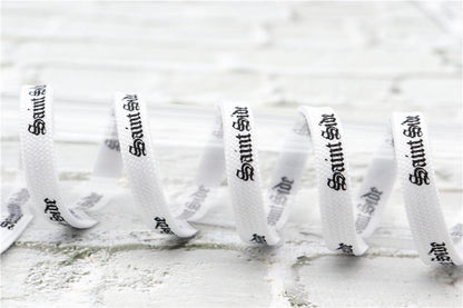 7MM Saint Side White Black Letter Flat Type Waist Laces Men Women Sneaker Ropes Boots Canvas Casual
