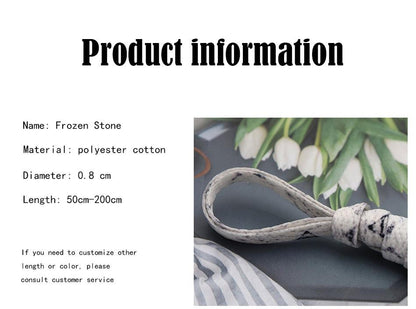 8MM White Black Glacier Frozen Stone Textur Shoelaces Unisex For Zapatillas Mujer Flat Perfect Shoe