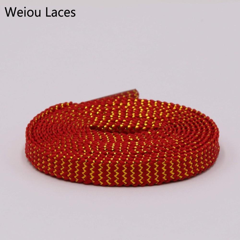 Weiou Wavy Gold Silver Glitter Shoe Laces Fun Flat Sparkle Replacement Dual Tone Shoelaces Metallic