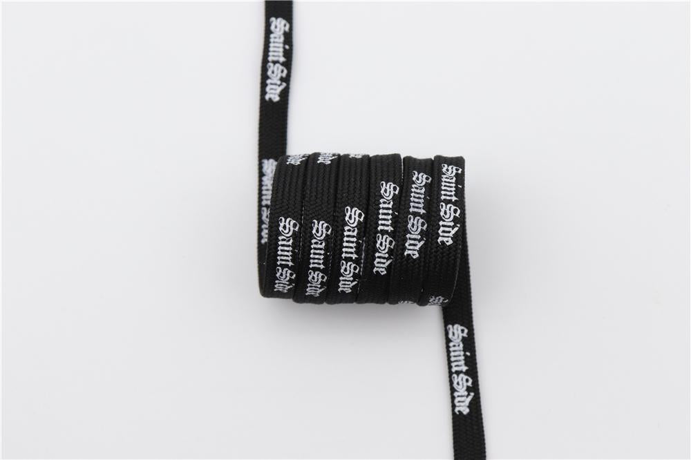 7MM Saint Side White Black Letter Flat Type Waist Laces Men Women Sneaker Ropes Boots Canvas Casual