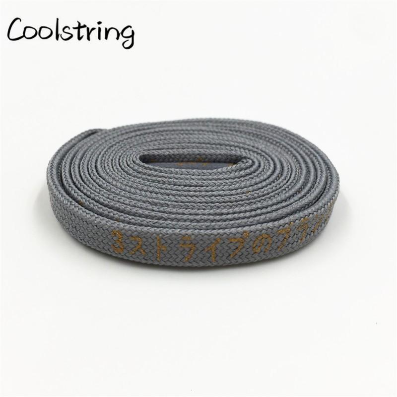 Cool 7mm Printed Hiragana Japanese Katakana Letter Shoe Laces Silk Printing Bootlaces Black Red Gold