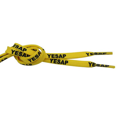 7MM Superior Shoe Accessory Silk Screen Yellow Black Letter Printing Unisex Canvas Shoelaces