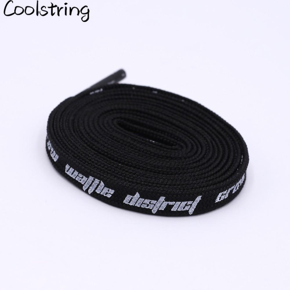 Double-sided Screen Printing Waffle District Crew Laces Beige Black Authentic Sports Shoelace