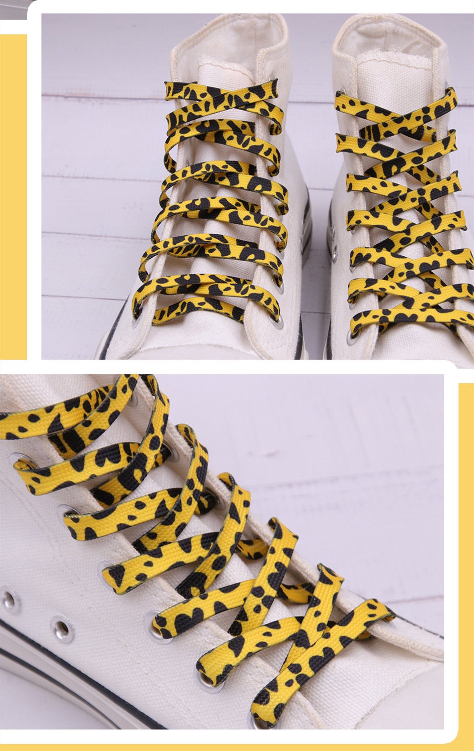 Fashion Trend 7mm Polyester Digital Printed Leopard Flat Sports Laces Thermal Transfer Shoelaces