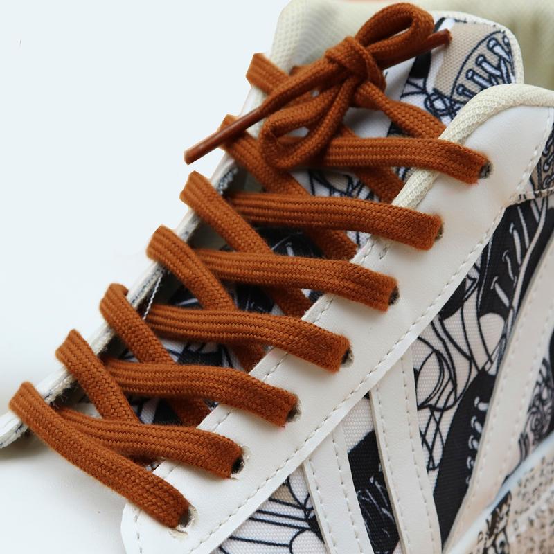 6MM Classic Shoe Accessory Double Layer Polyester Flat Shape Shoelaces 7 Colours For Canvas Boots