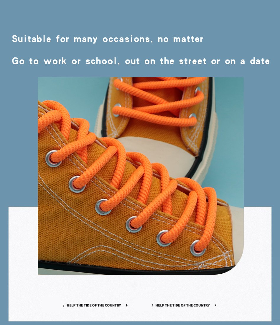 Spiral Pattern Colours Lively 4.5MM Outdoor Sport Shoelaces Green Yellow Orange Luxury Sneaker