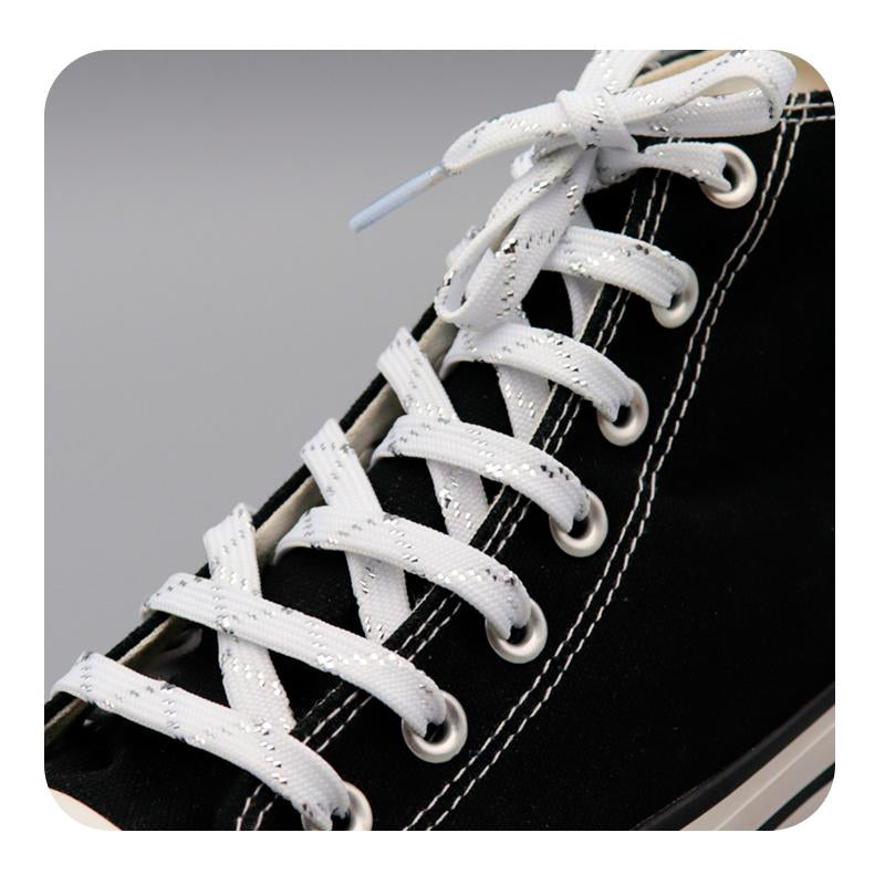 8MM Top Shoelaces Clothing White-Sliver Metallic Wire Laces Charmed Women Sneaker Canvas Boot