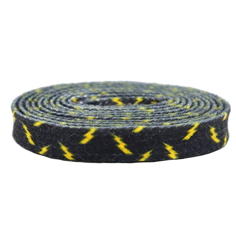 8MM Wide Shoe Accessories Black&Yellow Lighting Heat Transfer Printing Flat Laces Canvas Boots