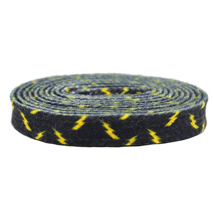 8MM Wide Shoe Accessories Black&Yellow Lighting Heat Transfer Printing Flat Laces Canvas Boots