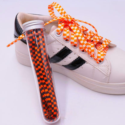 8MM Checkered Pattern Top Quality Heat Transfer Printing Lacet Decoration Of Finny Sneakers Women