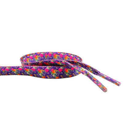 1 Pair 8MM Flat Type Purple Small Floral Pattern Heat Transfer Printing Lady's Dress Shoelaces Nice