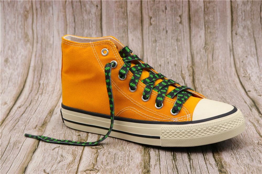 8MM Flat Canvas Polyester Cotton Laces Black-Green Dollar Heat Transfer Printing Pattern Top Ropes