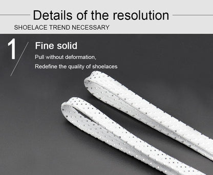 8MM Pretty Shoe Accessories White Black Flat Type Shoelaces Top Quality Metallic Yarn Laces For