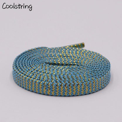 Cool 0.7cm Two Colors Mixed Shiny Gold And Silver Thread Sport Sneakers Flat Shoelaces Bootlaces