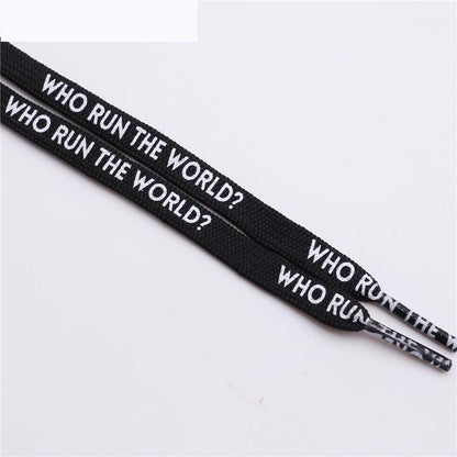 7MM Shoe Accessories Silk Screen Letter Printing Basketball Canvas Boots Falt Laces Lady Charmed