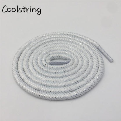 Round Spiral Pattern Shoelaces Glitter Sparkle Shoestrings Unique Flashing Dress Shoe Laces Metallic