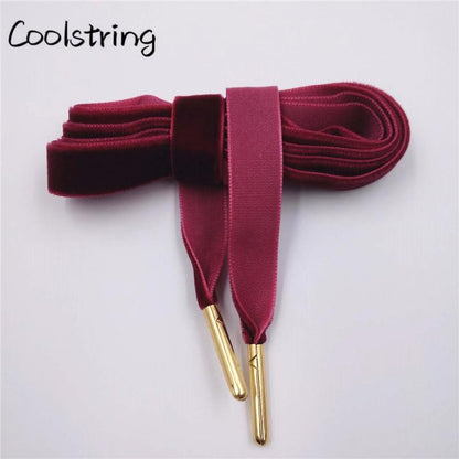 60-180cm Length 1.27 Cm Width Velvet Surface Shoelaces Women Men Black White Colorful Sports Casual