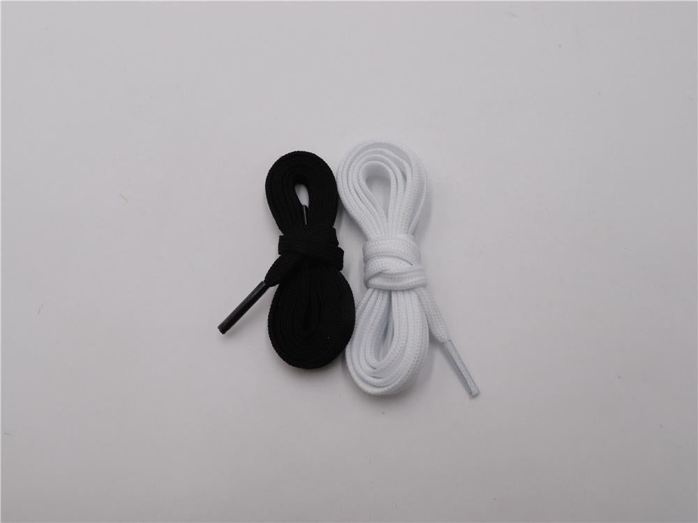 6MM Shoe Accessories White Black Double Layer Polyester Shoelaces Women Sneaker Flat Type Solid