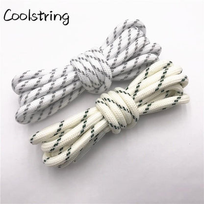 Round Striped Rope Laces Beige White Bootlaces Polyester Shoelace Shoestring For Roller Skates
