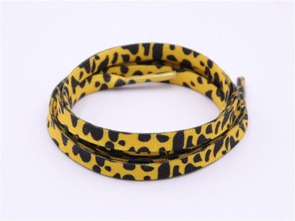 Fashion Trend 7mm Polyester Digital Printed Leopard Flat Sports Laces Thermal Transfer Shoelaces