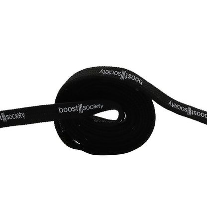 7MM  "boos society" Letter Silk Printing White Black Shoelaces изи буст кроссовки Flat Ropes Easy