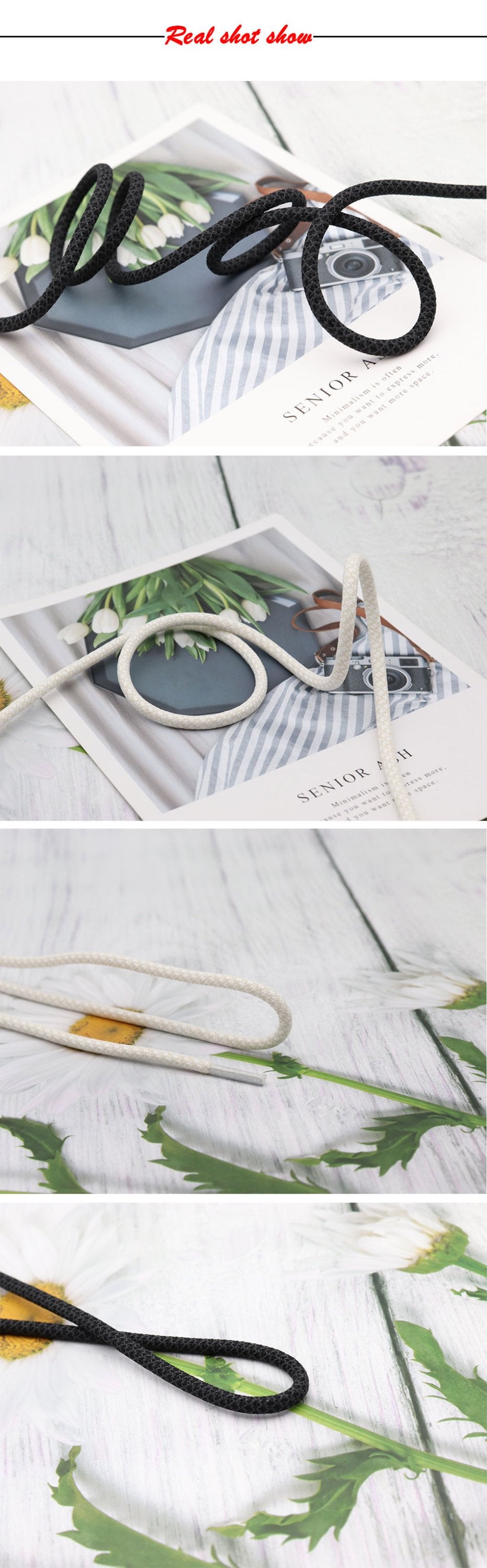 Shoe Accessories 4.7MM Black White Reflective Glowing shoestring 120CM Polyester Shoe Ropes Strong