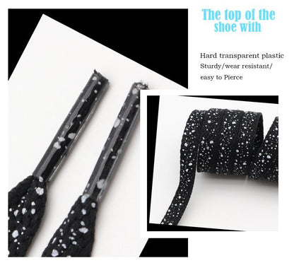 8MM Spray Point High Quality Shoelaces Easy Boots Canvas Ropes Adult&Kid Sneaker 2021 Unisex Black