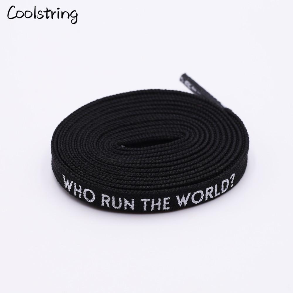 7MM Who Run The World Slogo Shoelaces Double-sided Printed Flat Sneakers Basketball Shoestring