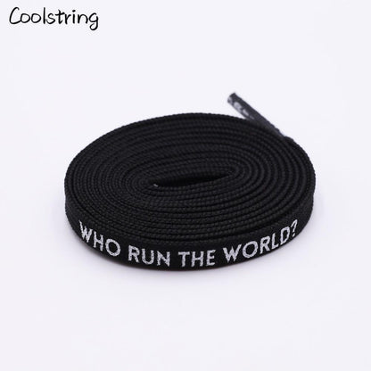 7MM Who Run The World Slogo Shoelaces Double-sided Printed Flat Sneakers Basketball Shoestring
