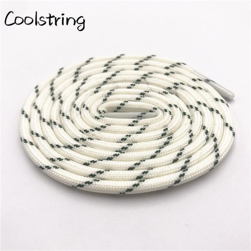 Round Striped Rope Laces Beige White Bootlaces Polyester Shoelace Shoestring For Roller Skates