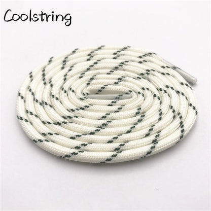 Round Striped Rope Laces Beige White Bootlaces Polyester Shoelace Shoestring For Roller Skates