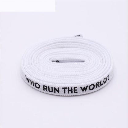 7MM Shoe Accessories Silk Screen Letter Printing Basketball Canvas Boots Falt Laces Lady Charmed