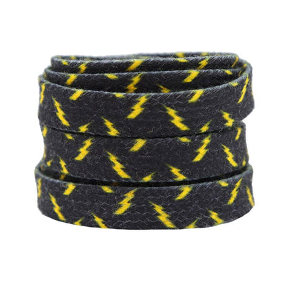 8MM Wide Shoe Accessories Black&Yellow Lighting Heat Transfer Printing Flat Laces Canvas Boots
