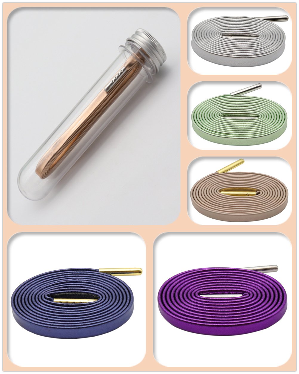 Shoe String with Metallic PU Leather Shoelaces Flat Shoe Decoration Luxury Top Laces Shining In