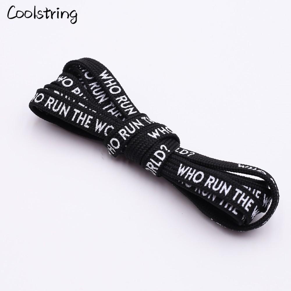 7MM Who Run The World Slogo Shoelaces Double-sided Printed Flat Sneakers Basketball Shoestring