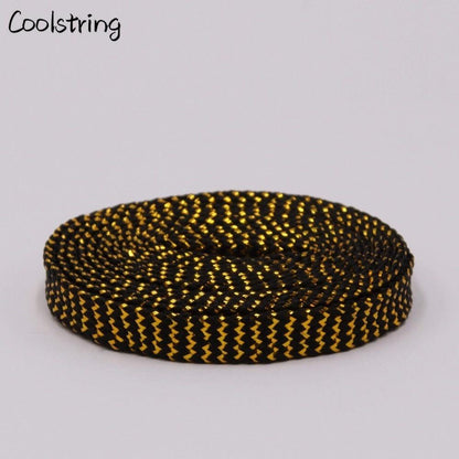 Cool 0.7cm Two Colors Mixed Shiny Gold And Silver Thread Sport Sneakers Flat Shoelaces Bootlaces