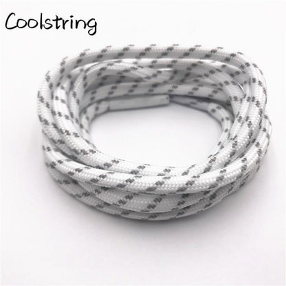 Round Striped Rope Laces Beige White Bootlaces Polyester Shoelace Shoestring For Roller Skates