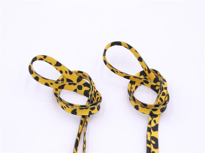 Fashion Trend 7mm Polyester Digital Printed Leopard Flat Sports Laces Thermal Transfer Shoelaces