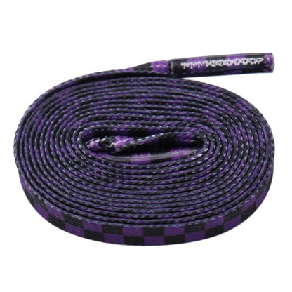 8MM Checkered Pattern Top Quality Heat Transfer Printing Lacet Decoration Of Finny Sneakers Women