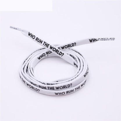 7MM Shoe Accessories Silk Screen Letter Printing Basketball Canvas Boots Falt Laces Lady Charmed