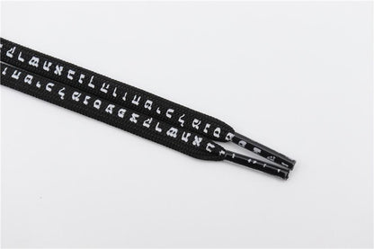 7MM Shoe Accessory Silk Screen Printing Belt Flat Canvas Strings Boots White Black 350 700 ShoeLaces