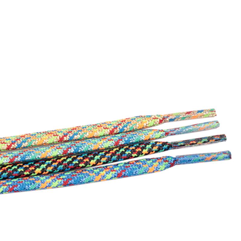 7MM Metallic Yarn Colorful Laces Black Blue Yellow Polyester Shoelaces Sneaker Boot Canvas Trendy