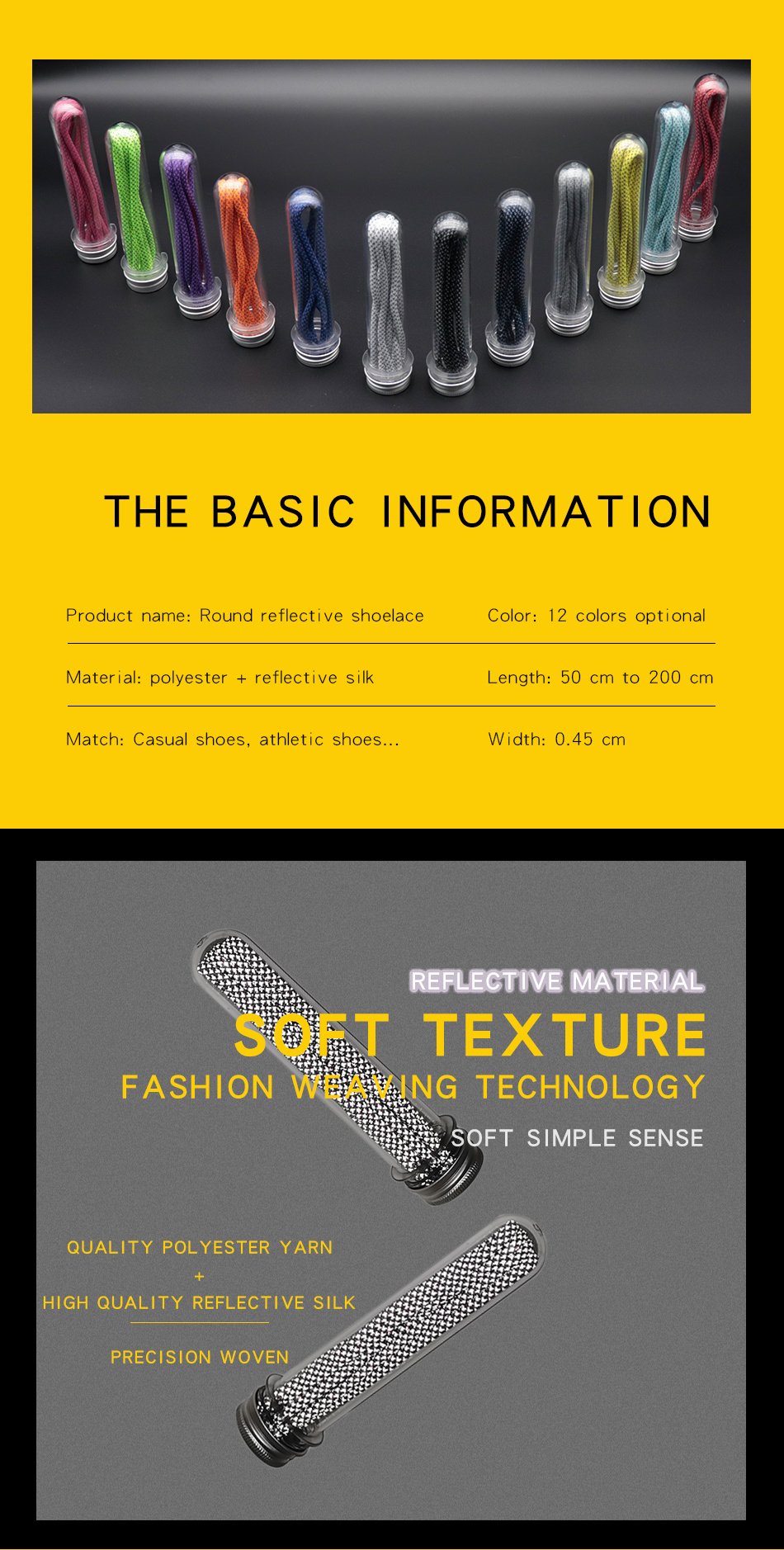 4.5MM High-Ranking Reflective Shoe Accessories Eye-Catching Shoelaces Daily Traveling Nice Street