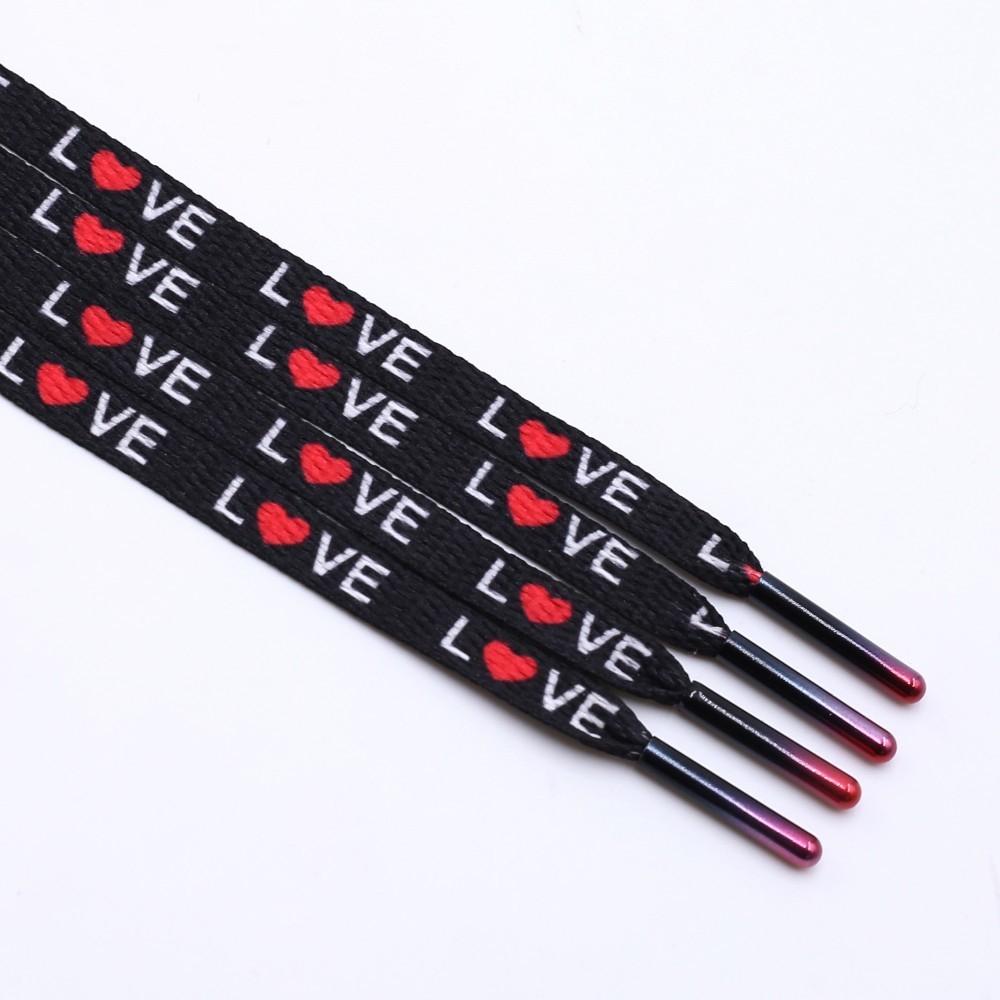 7mm Thermal Transfer Bootlace Flat Single Layer Network Laces With Printing Sublimated Love